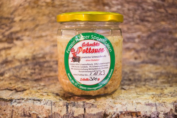 Gekochte Pottsuse (gewürztes Schmalzfleisch)